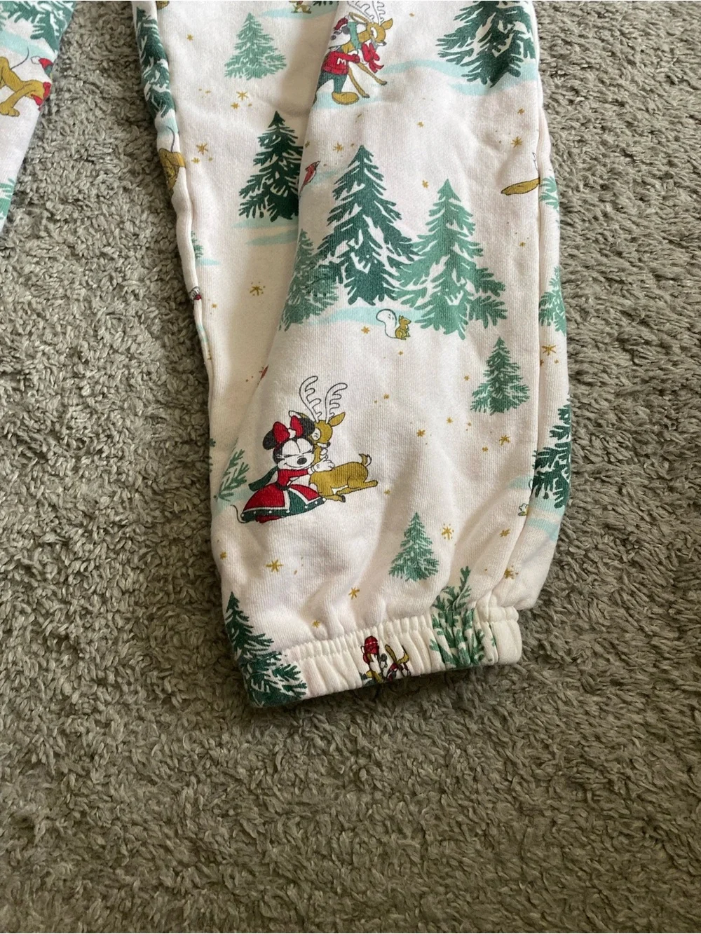 Disney White Holiday Character Pajama Pants with Green Trees - Picture 5 of 6